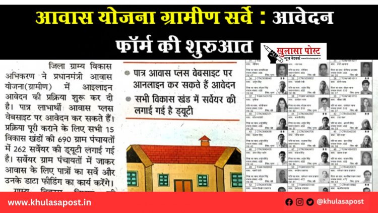 आवास योजना ग्रामीण सर्वे: आवेदन फॉर्म की शुरुआत
