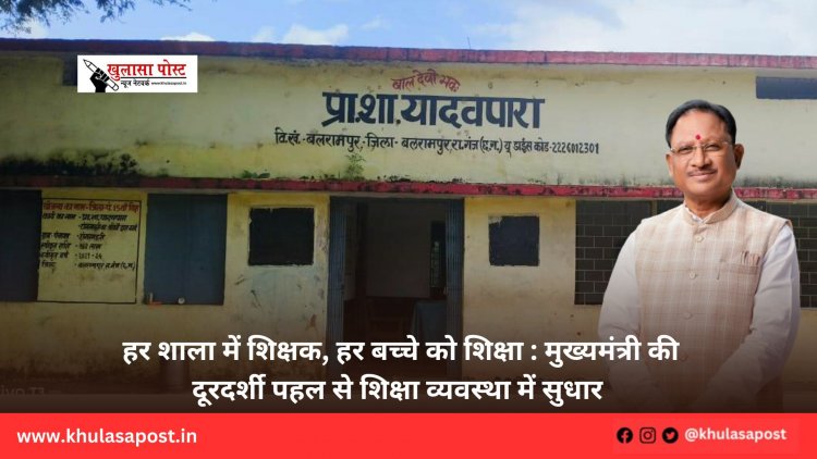 हर शाला में शिक्षक, हर बच्चे को शिक्षा : मुख्यमंत्री की दूरदर्शी पहल से शिक्षा व्यवस्था में सुधार